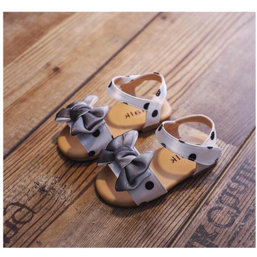 Dép sandal cao cấp bé gái đế mềm đính nơ xinh xắn size 15-30