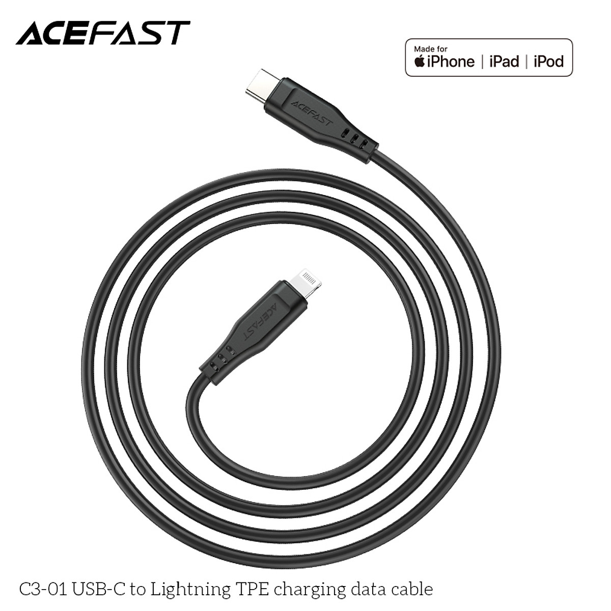 Cáp Acefast Type C to Ligh.tning (1.2m) - C3-01 Hàng chính hãng Acefast