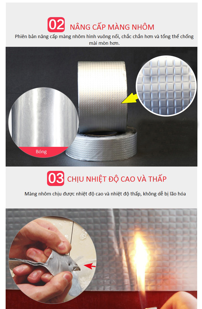 Băng Keo Siêu Dính Vá Lỗ Thủng, Khe Nứt Trong Mọi Điều Kiện Môi Trường, Siêu Chống Thấm 5cmx5m - Hàng Nhập Khẩu