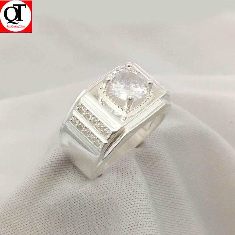 Nhẫn nam bản nhỏ ổ cao phong cách Hàn Quốc chất liệu bạc ta trang sức Bạc Quang Thản - QTNA61
