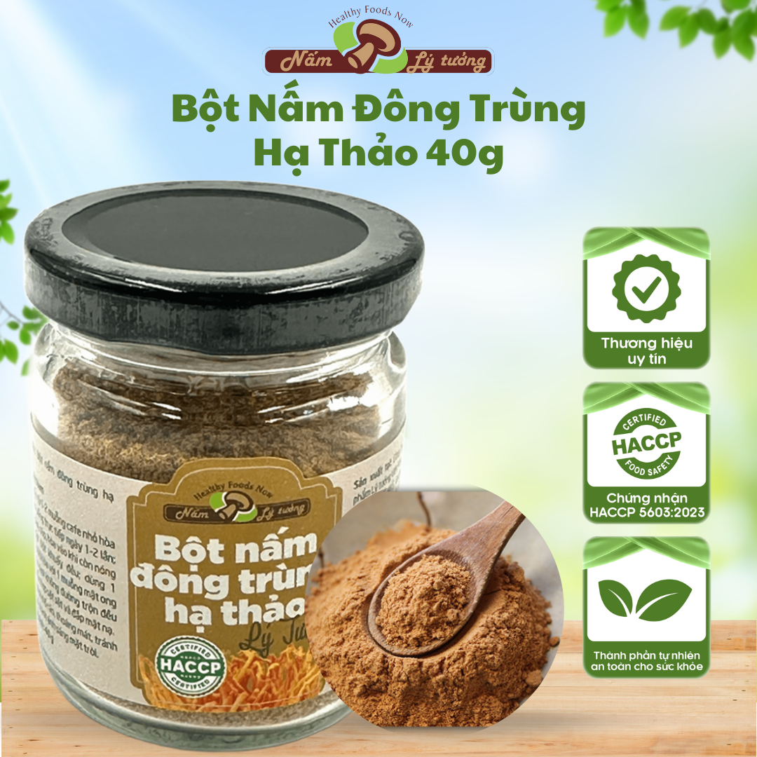 Bột Nấm Đông Trùng Hạ Thảo Khô Lý Tưởng 40g, Nấm Đông Trùng Hạ Thảo Dạng Bột Tiện Lợi, Dễ Hấp Thụ