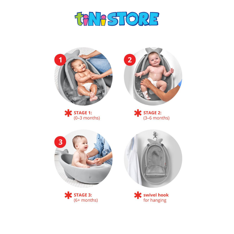 tiNiStore-Thau tắm kèm tựa lưới đa năng cho bé màu xám Skip Hop 235060