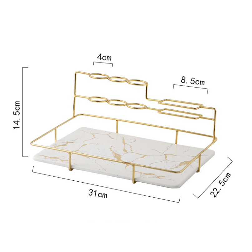 Khay để dụng cụ nhà tắm MARBLE GOLDEN BATHROOM TRAY
