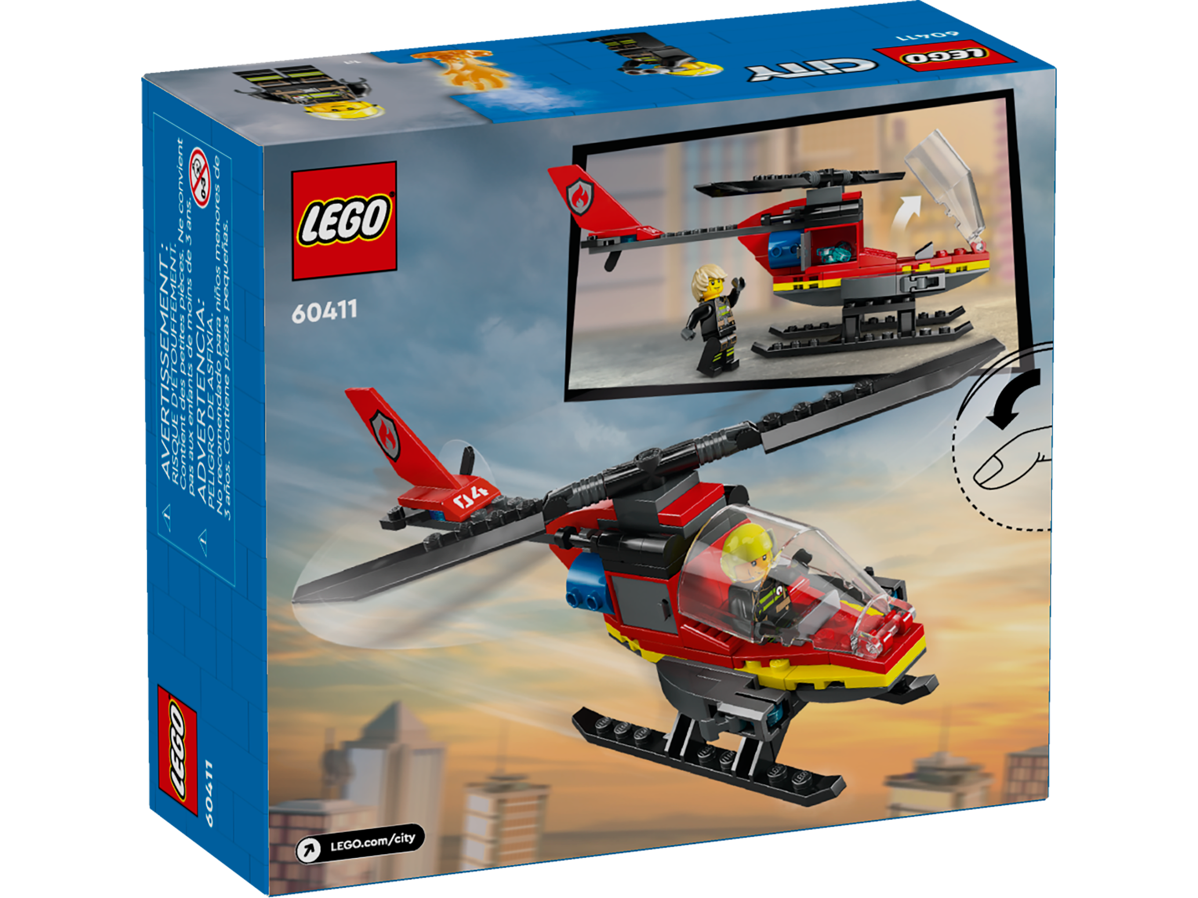 Đồ Chơi Lắp Ráp Trực Thăng Cứu Hỏa - Fire Rescue Helicopter - Lego City 60411 (85 Mảnh Ghép)