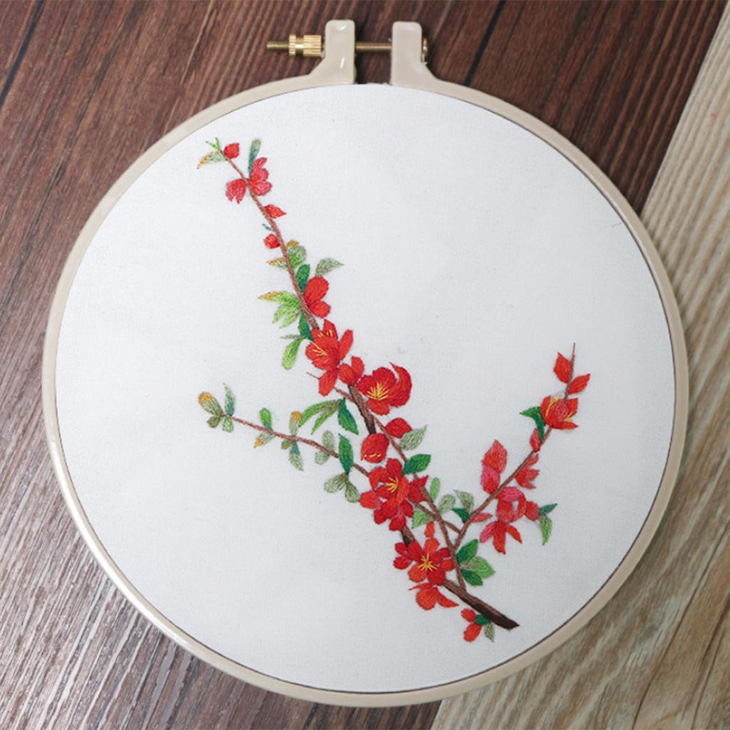 DIY Ribbon Flower Embroidery Set Starter Frame Cross Stitch for Beginner Needlework Kit Art Craft Sewing Accessories