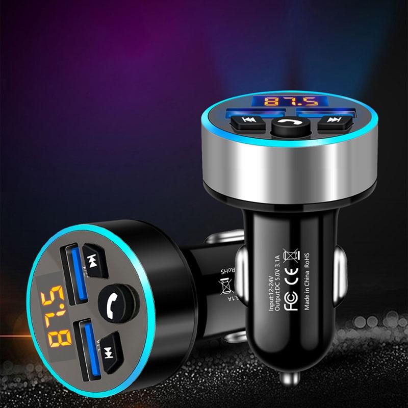 Bộ sạc trên ô tô Bộ phát Bluetooth FM Bộ nhận cuộc gọi âm thanh MP3 QC3.0 Ô tô đa năng 12V 24V