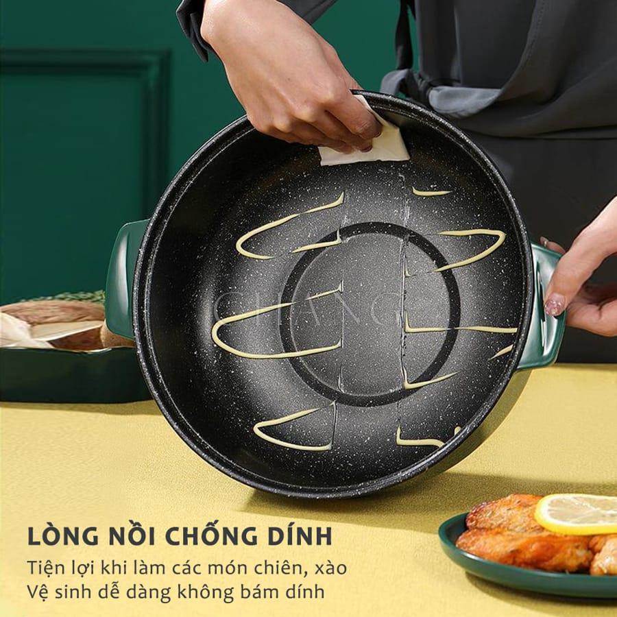 Nồi Lẩu Điện Mini 28cm Tặng Kèm Giá Hấp, Bếp Điện Đa Năng Nướng, Chiên, Xào, Nấu Canh Tiện Lợi