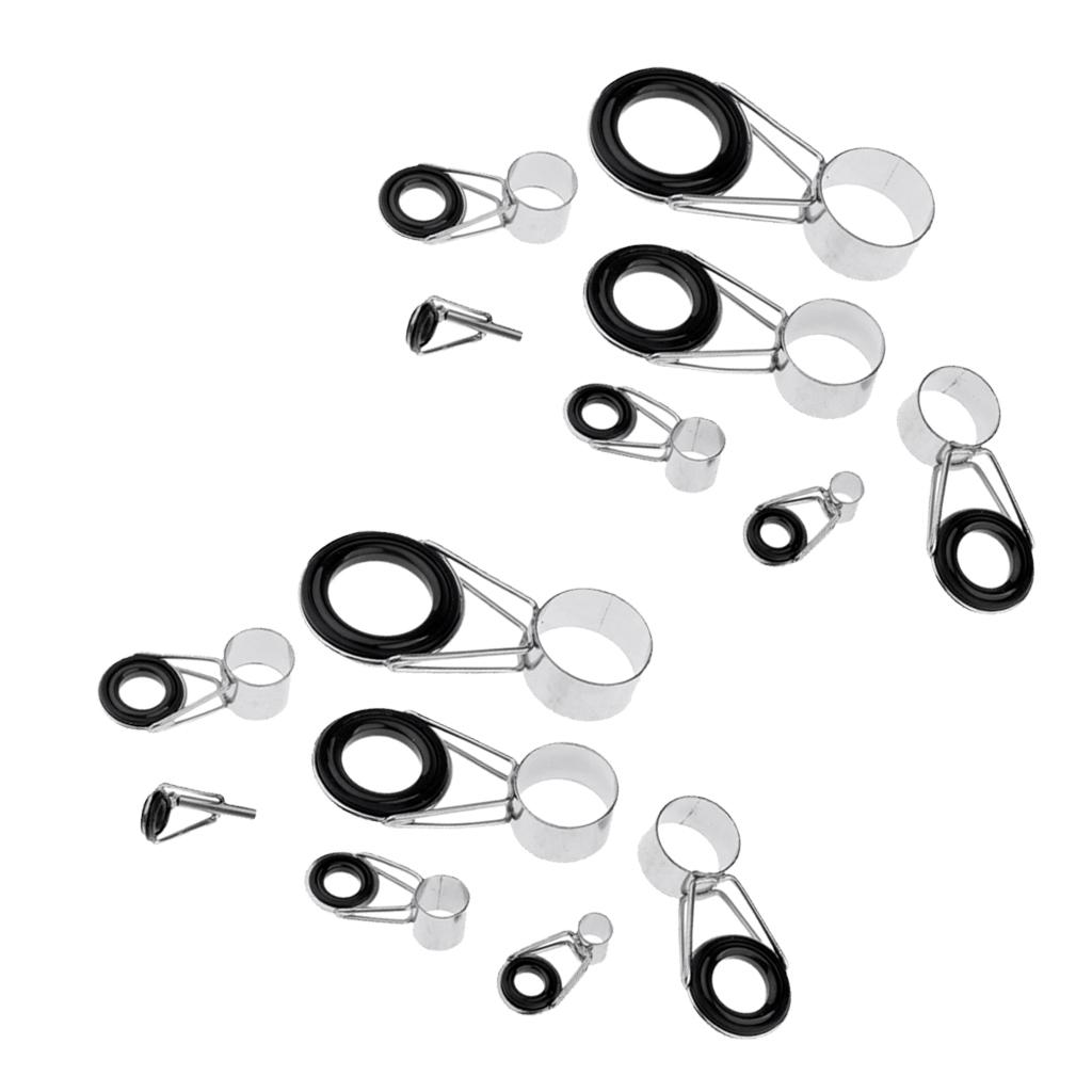 14pcs Ceramic Ring Eyes Fishing Rod Tip Guides Ring Stainless Steel Frame