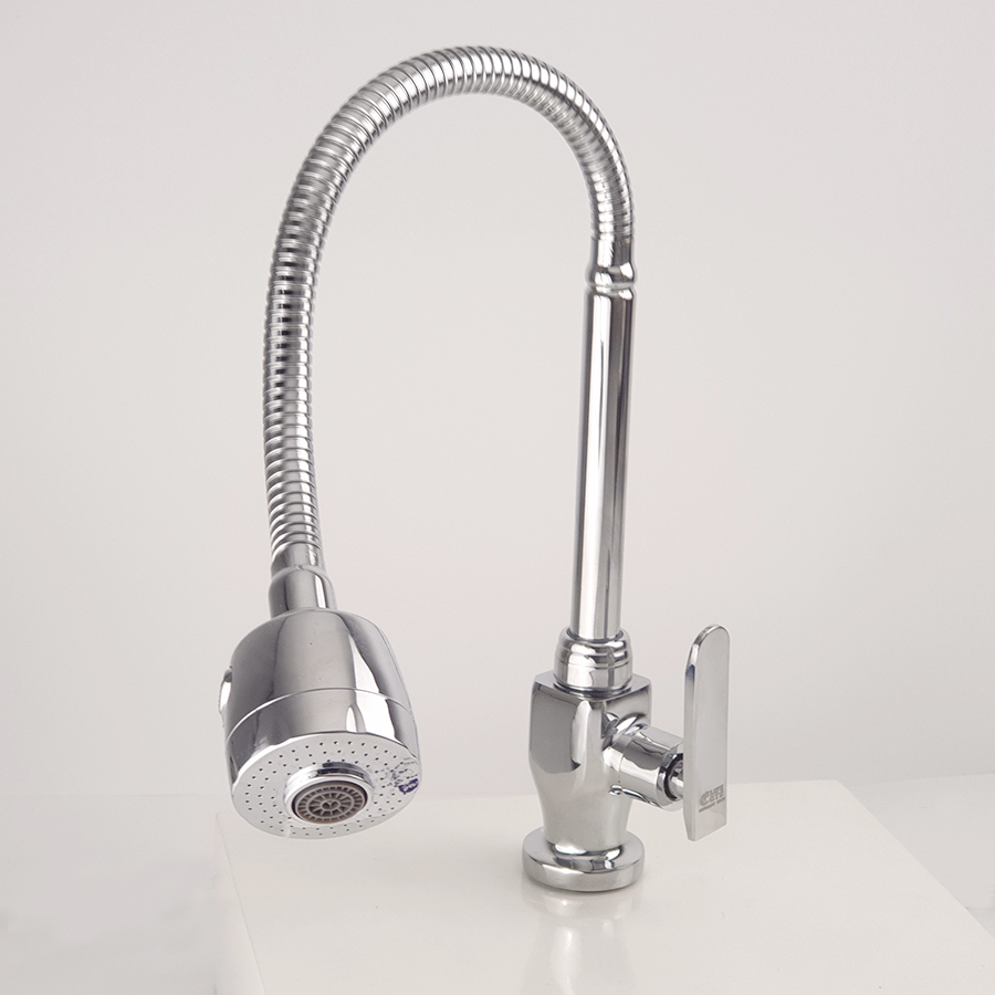 Vòi rửa chén lạnh cần lò xo Đồng mạ Chrome Eurolife EL-RC01