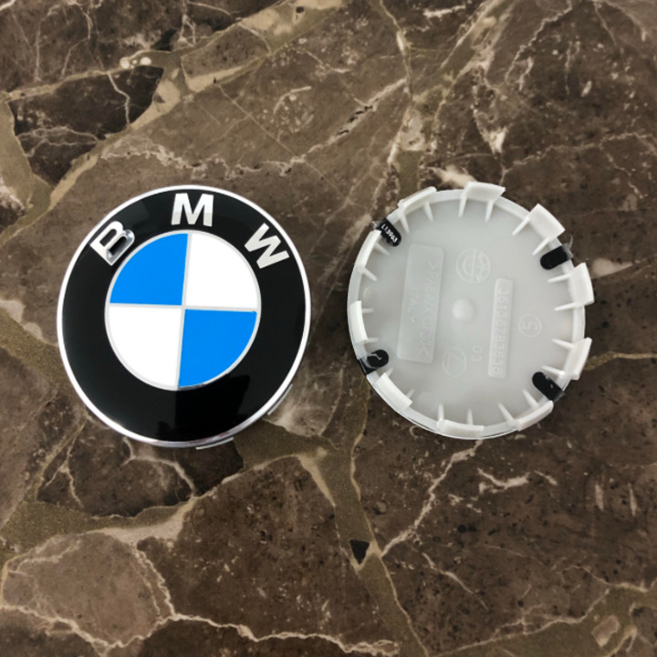 1 chiếc logo chụp mâm, ốp lazang ô tô, xe hơi BMW đường kính 68mm BMW68