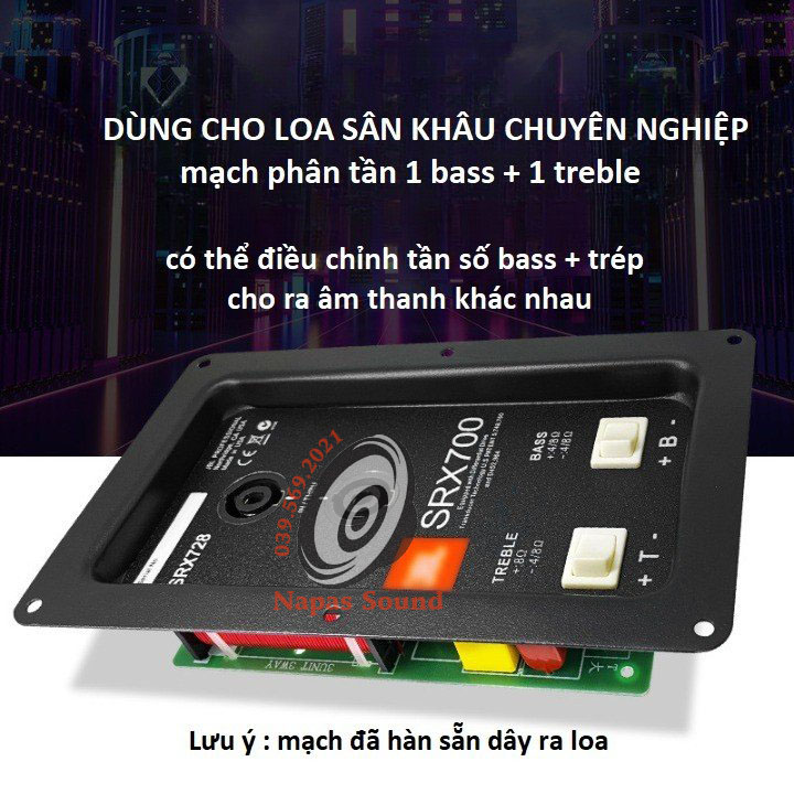 BỘ MẠCH PHÂN TẦN SRX700 ĐA NĂNG CÓ CHỈNH BASS TRÉP - LIỀN HẬU CÓ DÂY - LOẠI CÔNG SUẤT LỚN