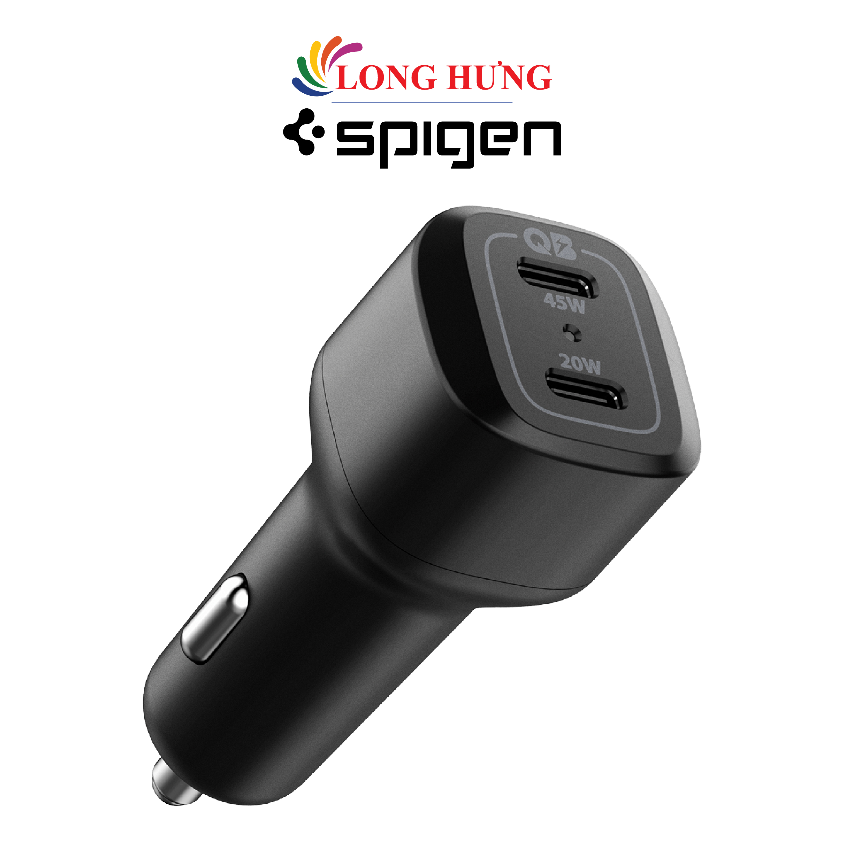 Cốc sạc xe hơi Spigen ArcStation Car Charger PC2000 2Type-C 65W ACP02562 - Hàng chính hãng