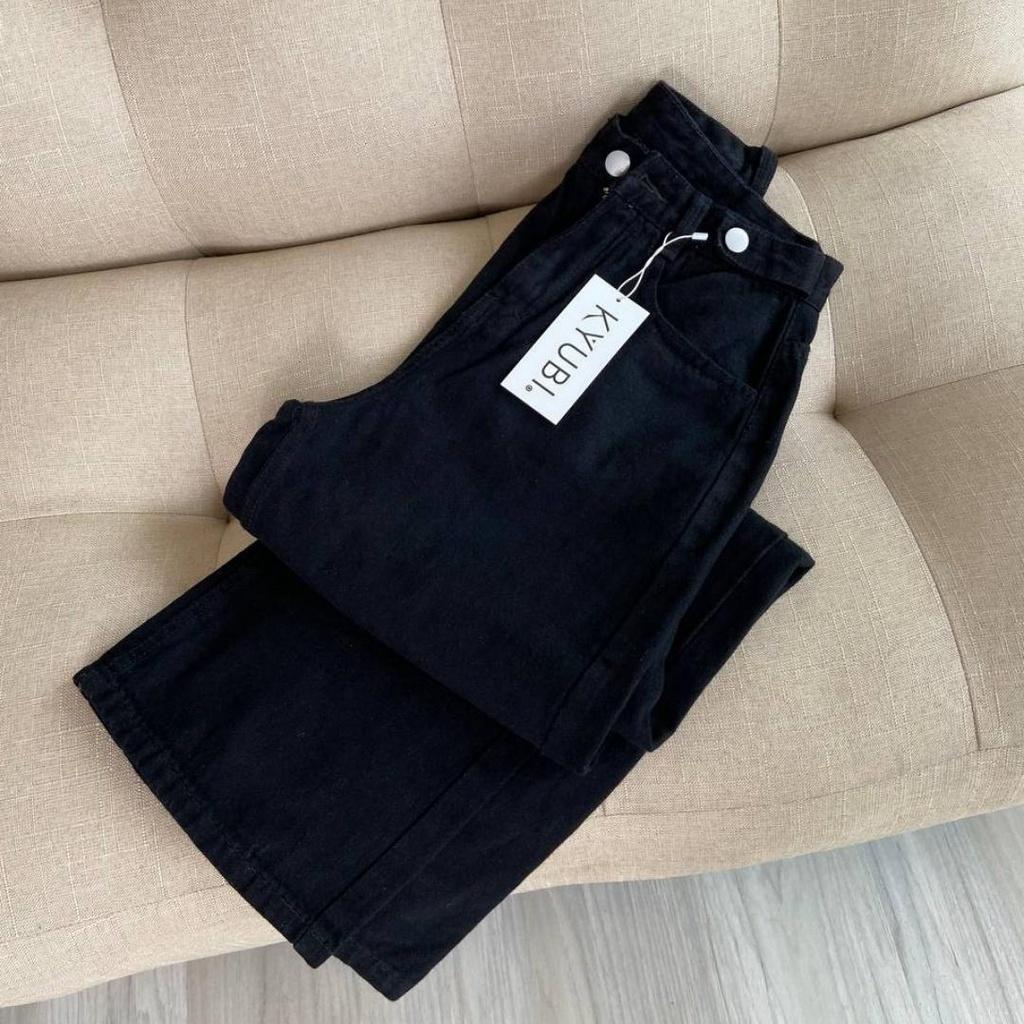 Quần Jean baggy ống suông rộng nữ Ulzzang Kyubi cơ bản có lai - Jean cullote Kyubi BJR21L