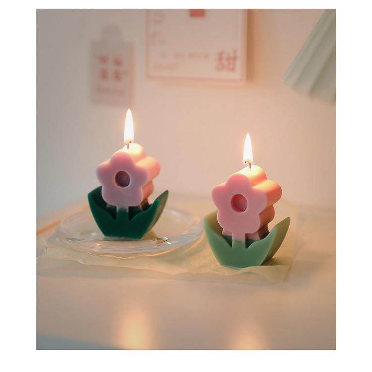 Nến Sáp Siêu Thơm Hình Bông Hoa Dễ Thương, Nến Handmade Hàn Quốc Flower Candle