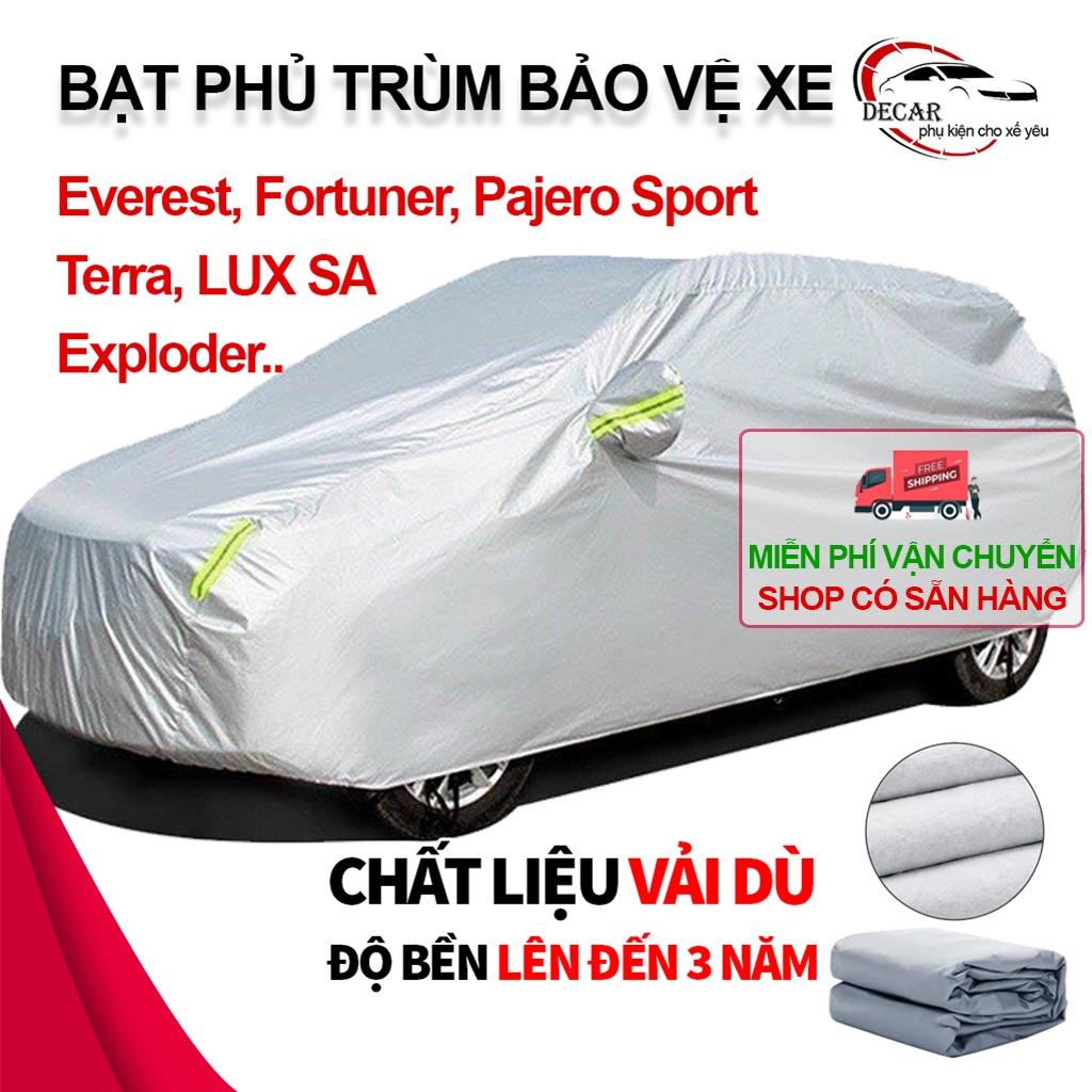 Bạt che phủ trùm ô tô 3 lớp che mưa nắng bảo vệ xe oto 7 chỗ to Everest, Fortuner, Pajero Sport, Terra, LUX SA, Exploder