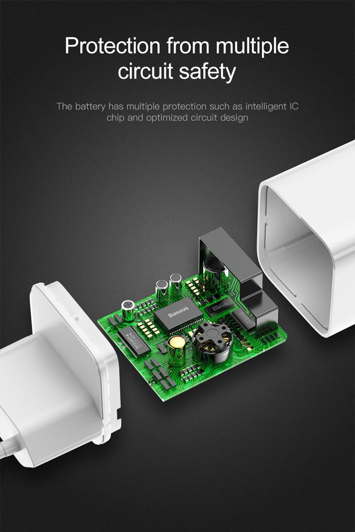 Cốc Củ sạc nhanh Baseus công suất 24W Công nghệ Sạc Nhanh Qualcomm QC 3.0 tự động điều chình dòng sạc - Hàng nhập khẩu