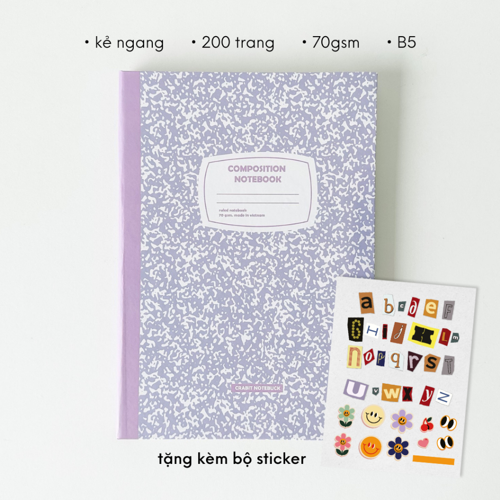 Vở bìa cứng 140 trang tập học sinh ghi chép studygram 100gsm Composition Hoạ tiết quả trám