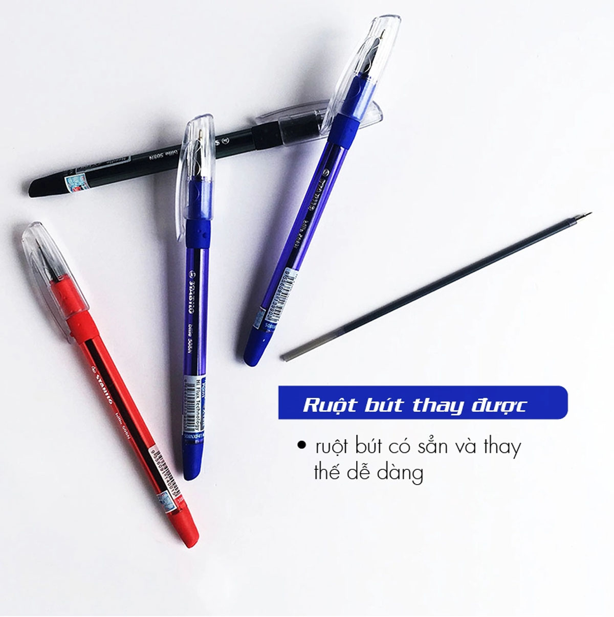 Hộp Bút bi STABILO Bille 508N F/XF - Hộp 10 bút màu đen, 0.5mm (508NXF/10-BK)