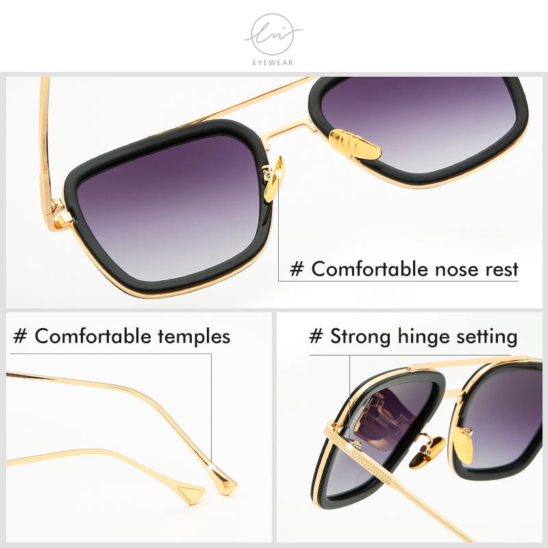LM 2021 Phong Cách Khoa Học Viễn Tưởng Tony Stark Kính Mát Nam Nữ Vuông Phân Cực Polarized Kính Chống Nắng Vintage Gradient Lens UV400 Gafas De Sol