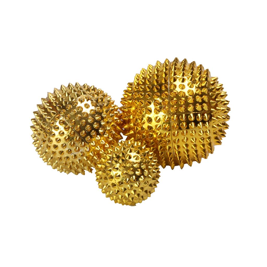 3pcs Palms Foot Massage Tool Body Acupressure Spiky Plantar Fasciitis Massage Balls 3.2 cm + 4.5 cm + 5.6 cm Gold / Sliver