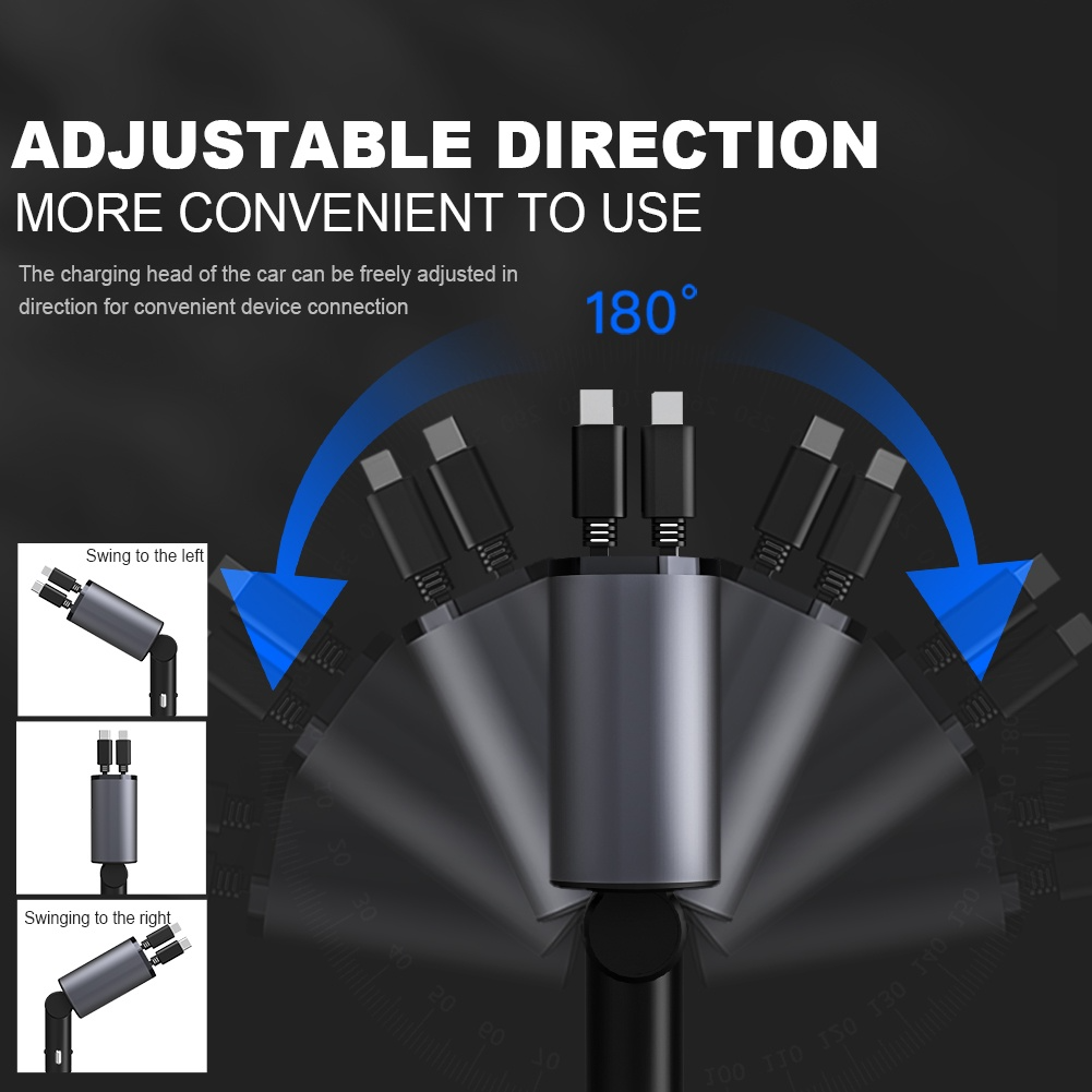 Dây Cáp Sạc Nhanh 120W 4 Trong 1 Rút Được Cổng usb type c Cho for samsung nhiều mẫu điện thoại-Hàng nhập khẩu