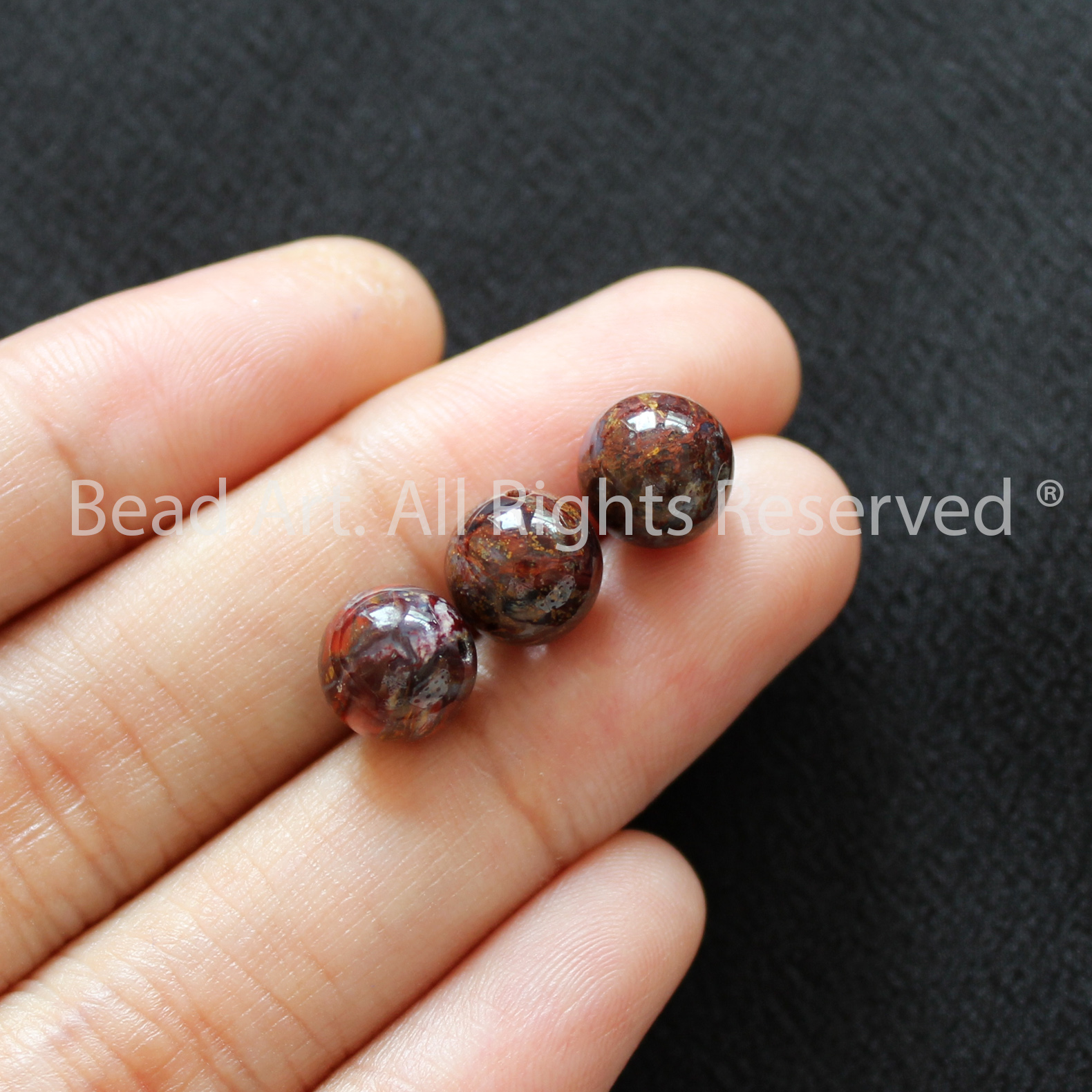 [1 Hạt] 8MM Đá Giông Bão, Pietersite Tự Nhiên Loại AA Nhiều Đỏ, Đá Phối Vòng Tay Phong Thuỷ, Làm Trang Sức, Chuỗi Hạt S50 - Bead Art