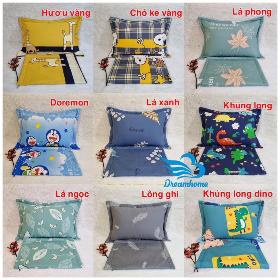 Vỏ gối cotton 100% 45x65 đẹp cao cấp 1 đôi, vỏ gối nằm cotton khóa kéo nhiều màu cho bé