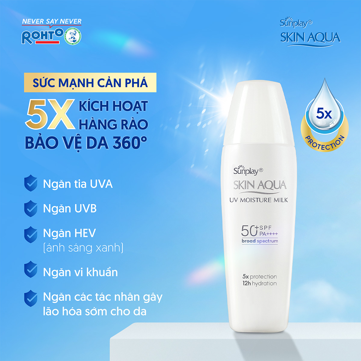 Kem chống nắng Skin Aqua dưỡng ẩm, dạng sữa dùng hàng ngày Sunplay Skin UV Moisture SPF 50, PA++++ 30g