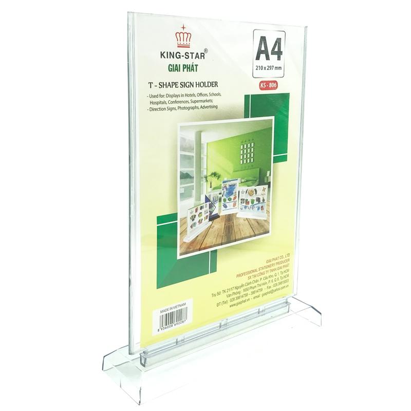 Standee Để Bàn King Star - Mica Chữ T-A4 - Dọc