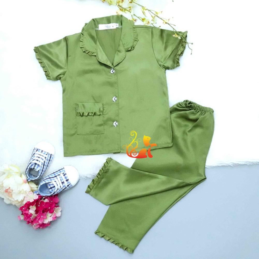 Đồ Bộ Pijama Phi &quot;Lụa Bèo&quot; Quần Dài Cho Bé - Từ 12kg - 42kg