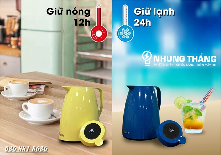 Phích Giữ Nhiệt Rạng Đông 1045N3.E - Dung Tích 1L - Hiển Thị Nhiệt Độ Thông Minh - Màu Random - Có Video