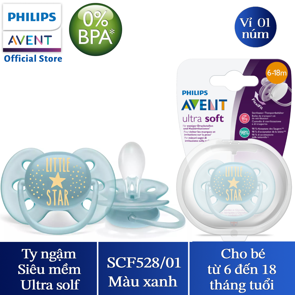 Núm ty ngậm siêu mềm Philips Avent cho bé từ 6 đến 18 tháng tuổi