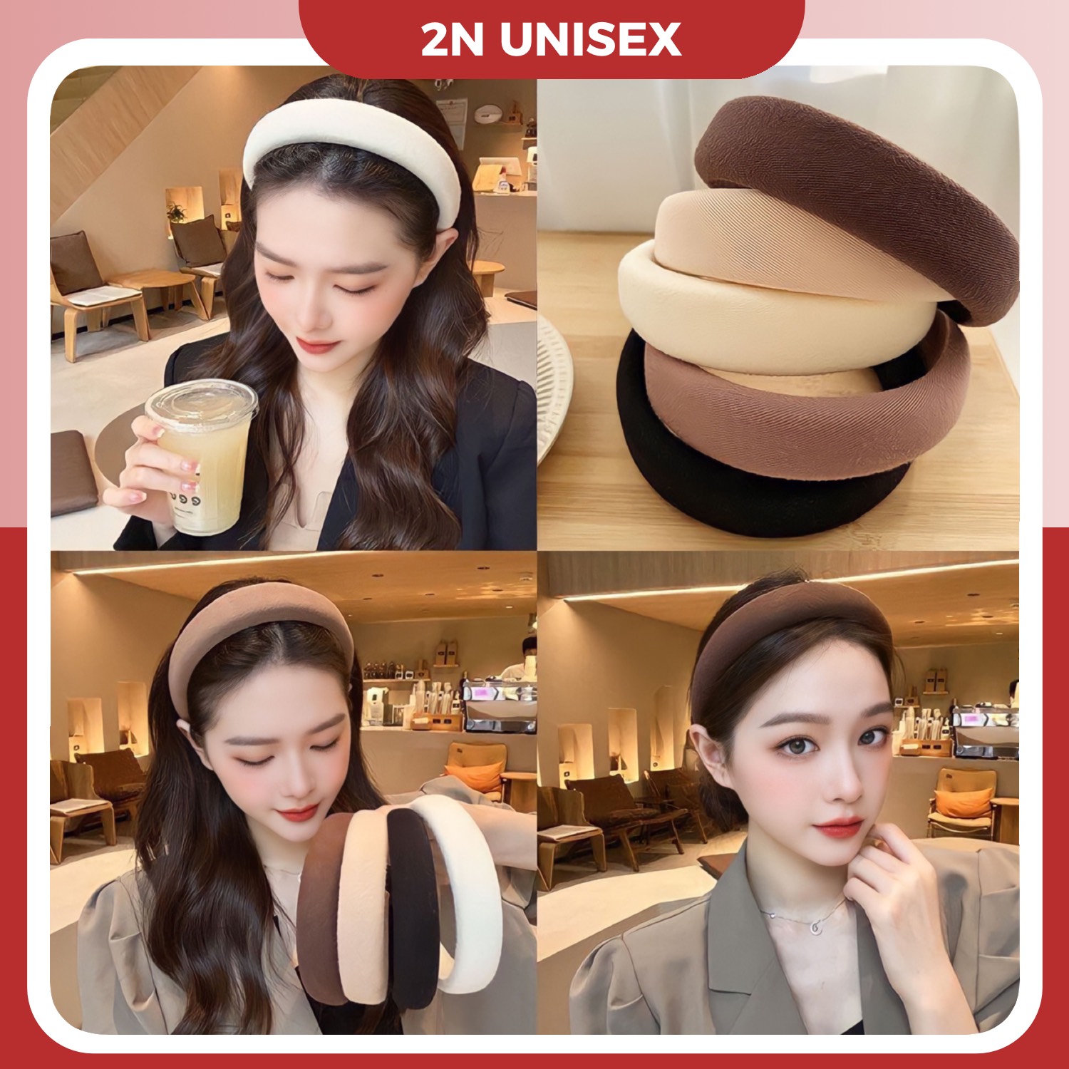 Băng đô cài tóc phong cách Vintage Hàn Quốc bọc vải dệt kim cao cấp [2N Unisex
