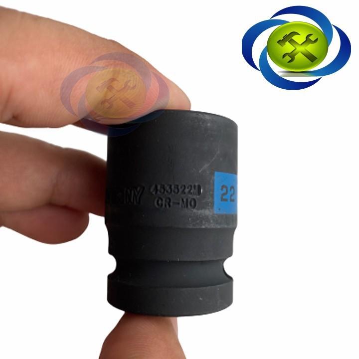 Tuýp 22mm loại 1/2 Kingtony 453522M ngắn 6 cạnh màu đen