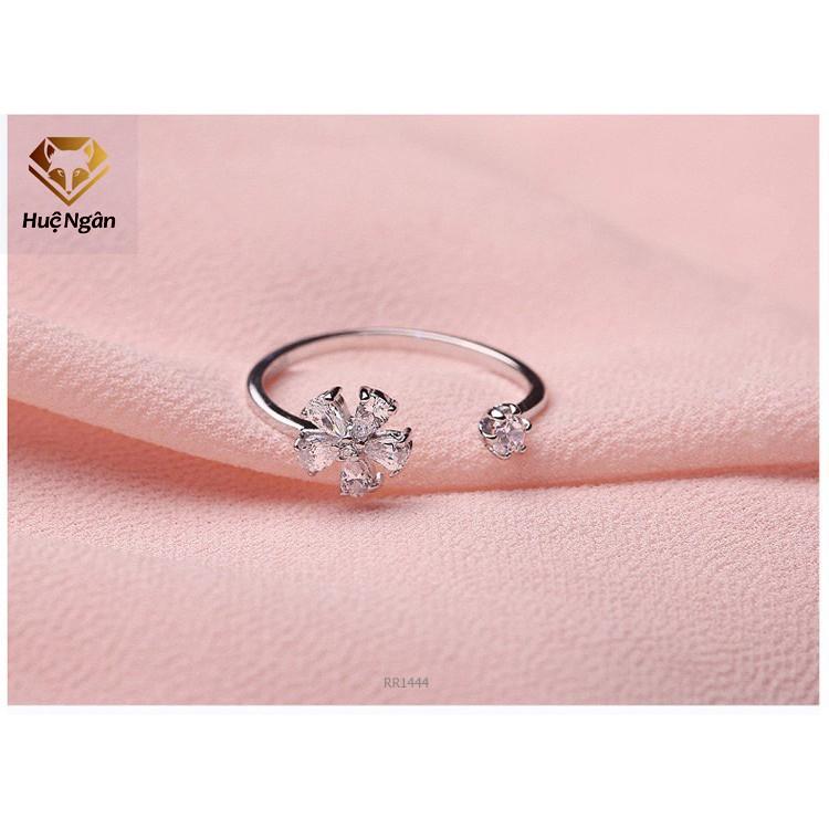Nhẫn bạc Ý 925 Huệ Ngân - Hoa đá free size RR1444