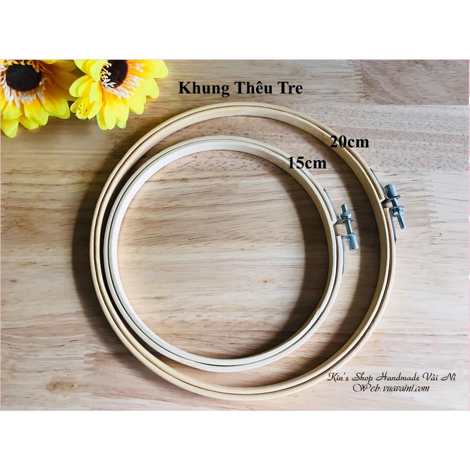 Khung Thêu Tre Kích Cỡ 15cm/ 20cm/30cm/ 34cm Dùng Căng Vải Thêu Tay, Thêu Trang Trí, Khung Treo Decor nhà cửa xinh xắn