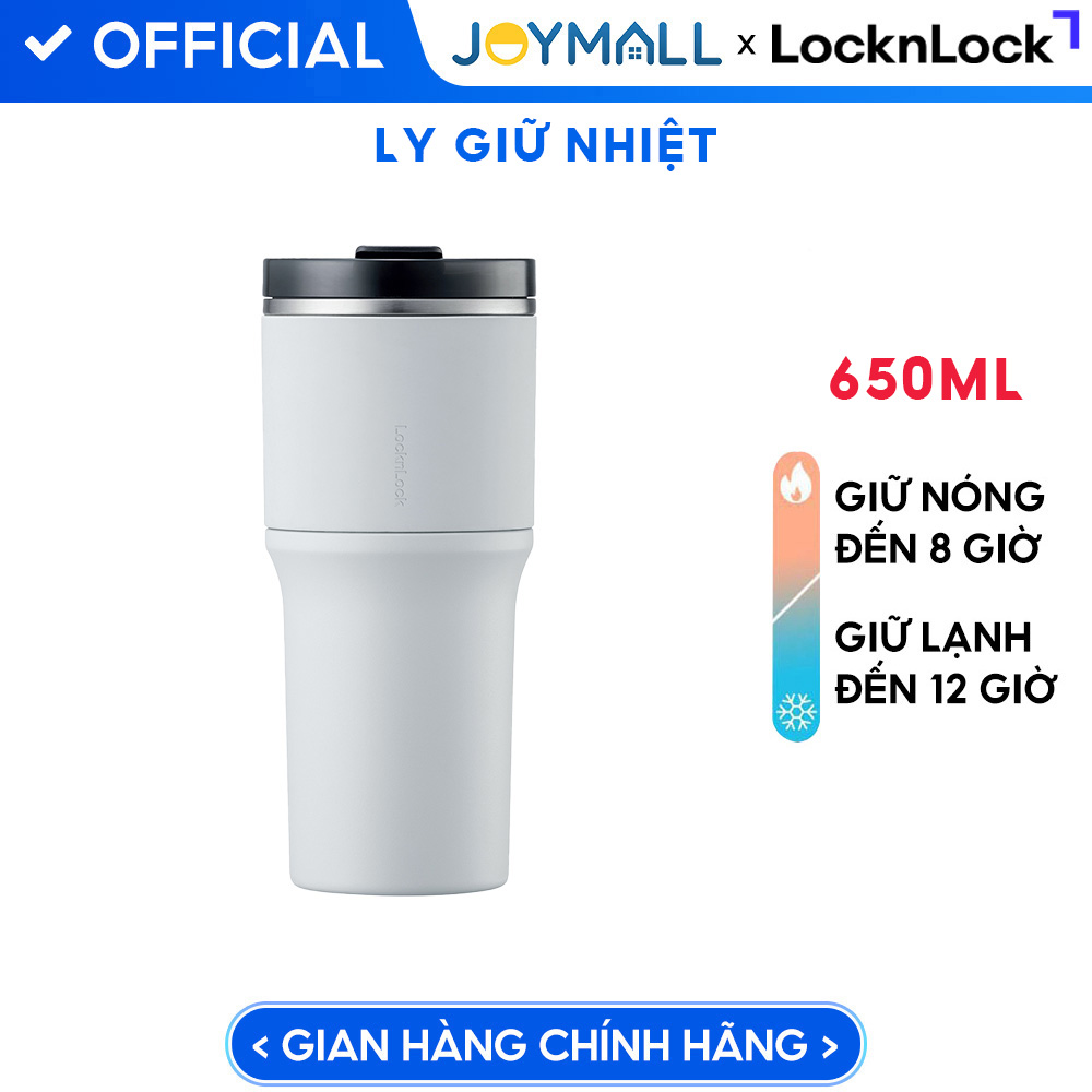 Bình giữ nhiệt LocknLock Metro Drive LHC4277S 650ml – Kèm ống hút và cọ rửa – Trắng