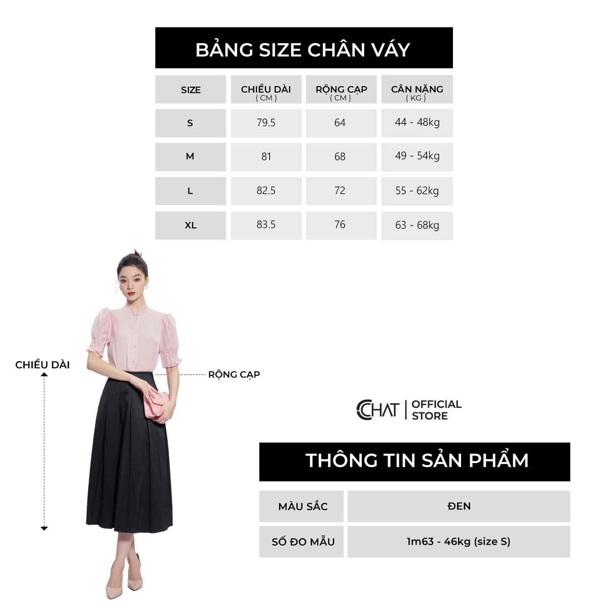 Chân Váy  Xếp Ly Súp Cạp Viền Chất Tuytsi Cao Cấp 53CDS2003XT