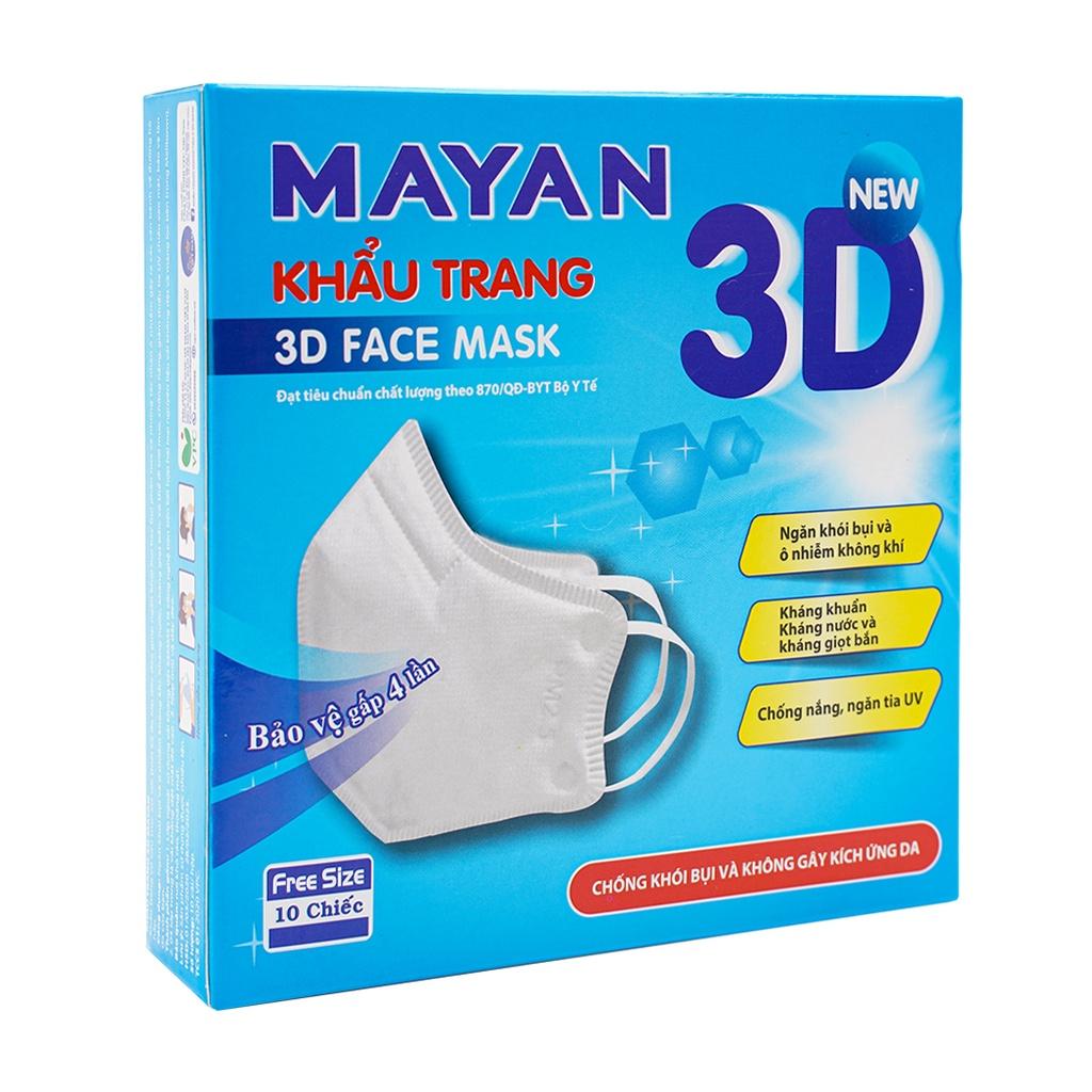 Khẩu Trang Kháng Khuẩn Mayan 3D Mask PM 2.5 Loại 4 Lớp Hộp 10 Miếng Chống Bụi Vi Khuẩn Hiệu Quả