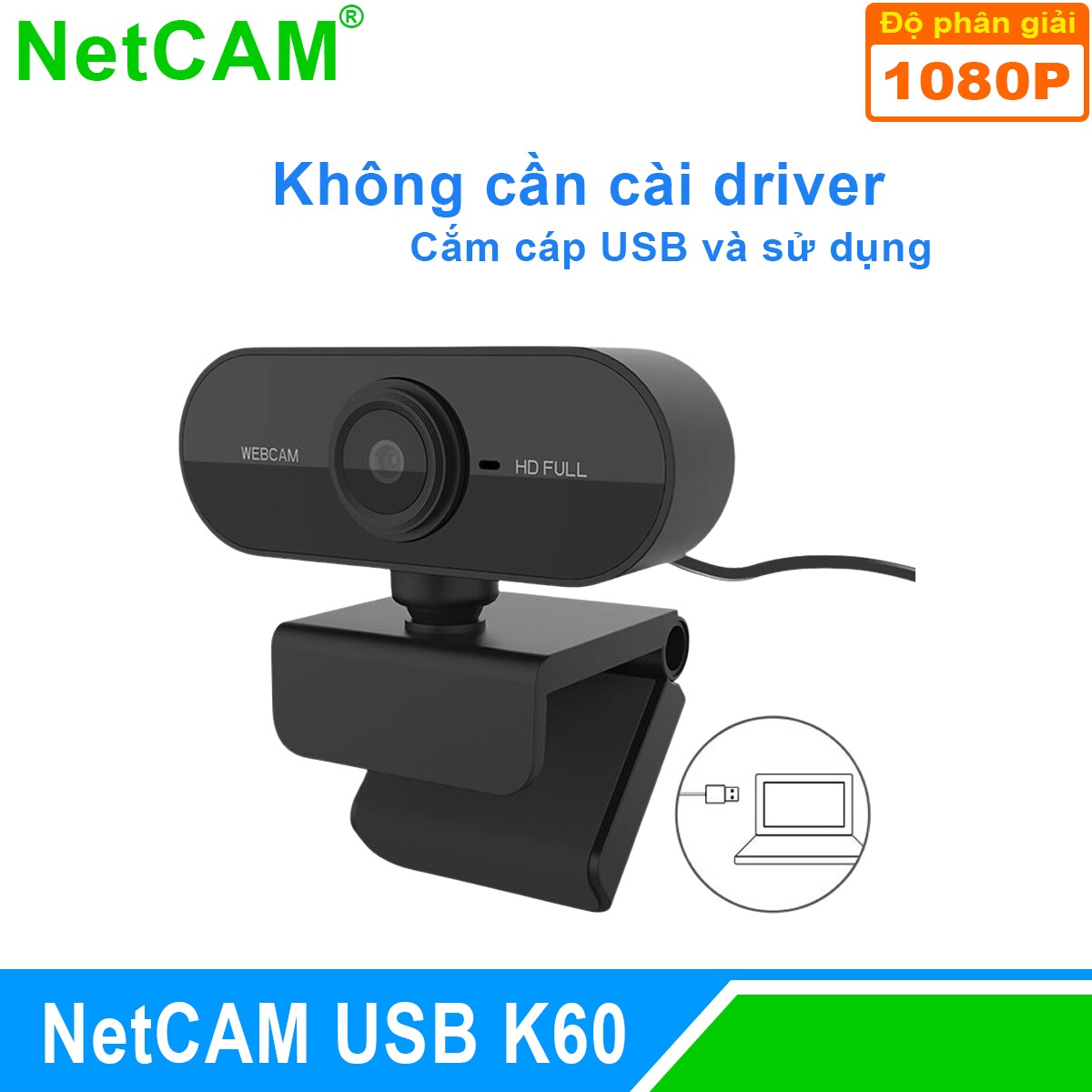 Webcam Netcam USB K60 1080P - Hàng Chính Hãng 