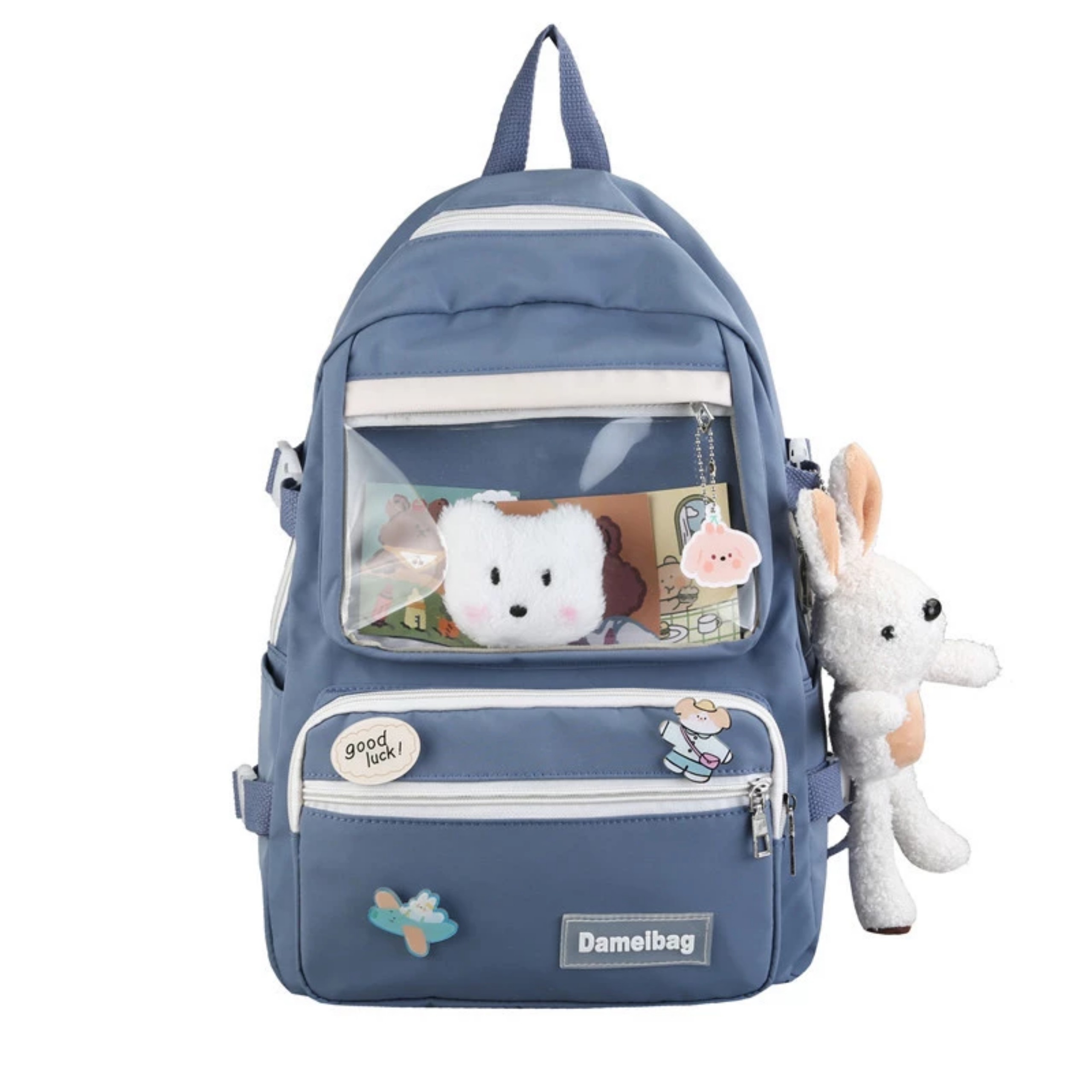 Balo phối màu dễ thương Dameibag cỡ lớn, nhiều ngăn đựng được a4, tặng mặt gấu cute và ảnh BL3308