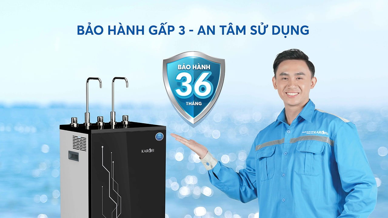 Máy lọc nước nóng lạnh Karofi KAD-I55 công nghệ làm lạnh Block 10 lõi lọc hàng chính hãng