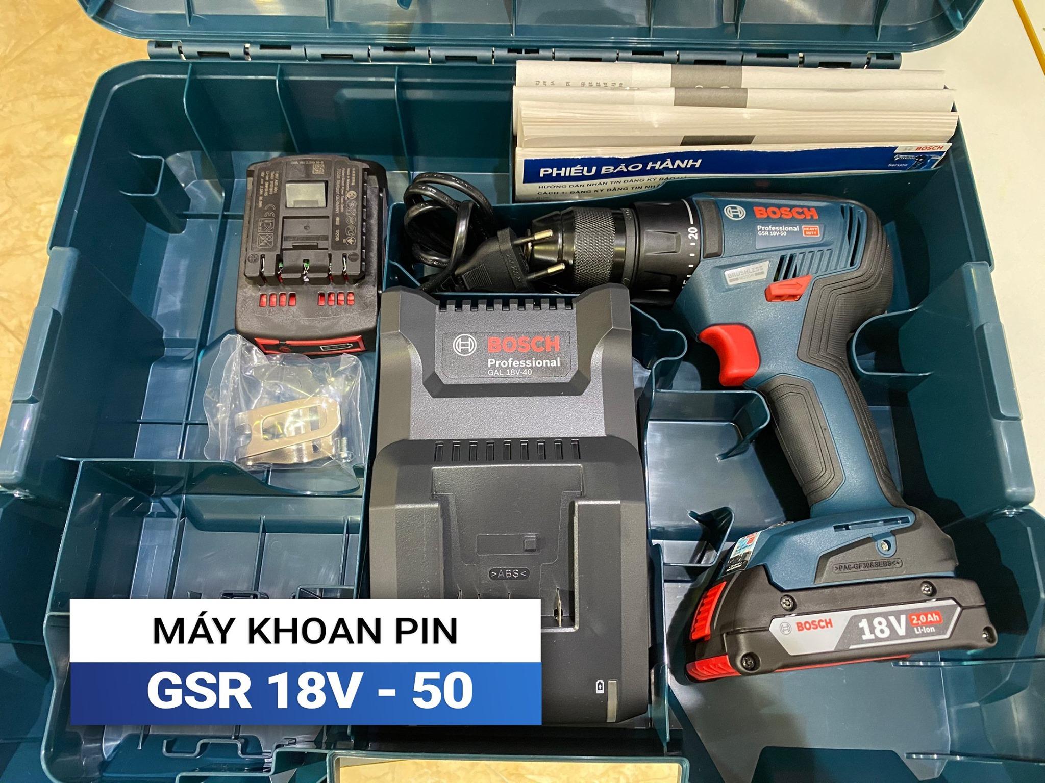 MÁY KHOAN VẶN VÍT PIN 18V BOSCH GSR 18V-50 - HÀNG CHÍNH HÃNG