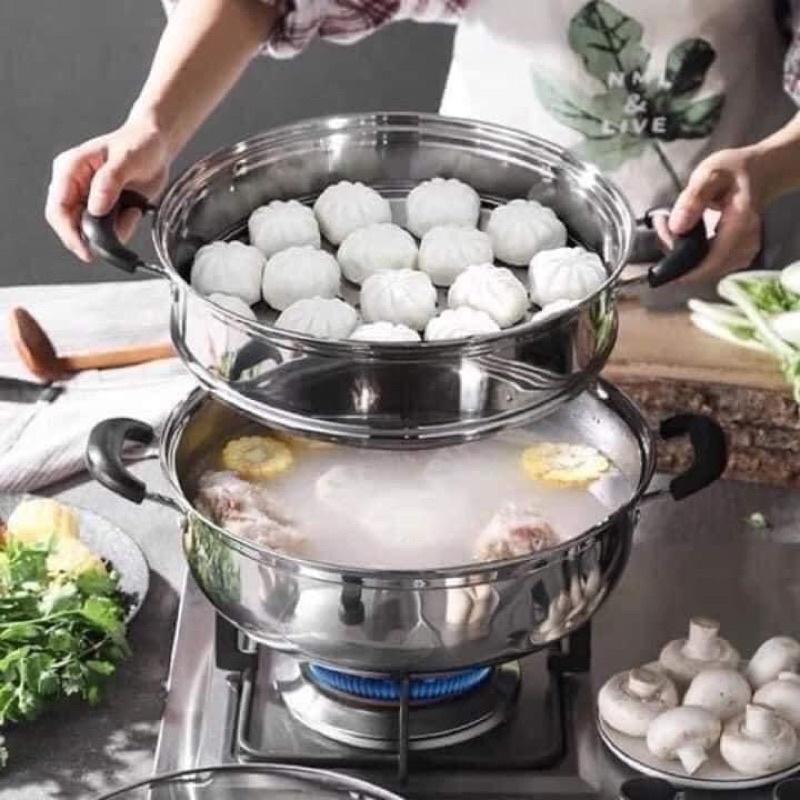 Nồi hấp inox 2 tầng tiện dụng