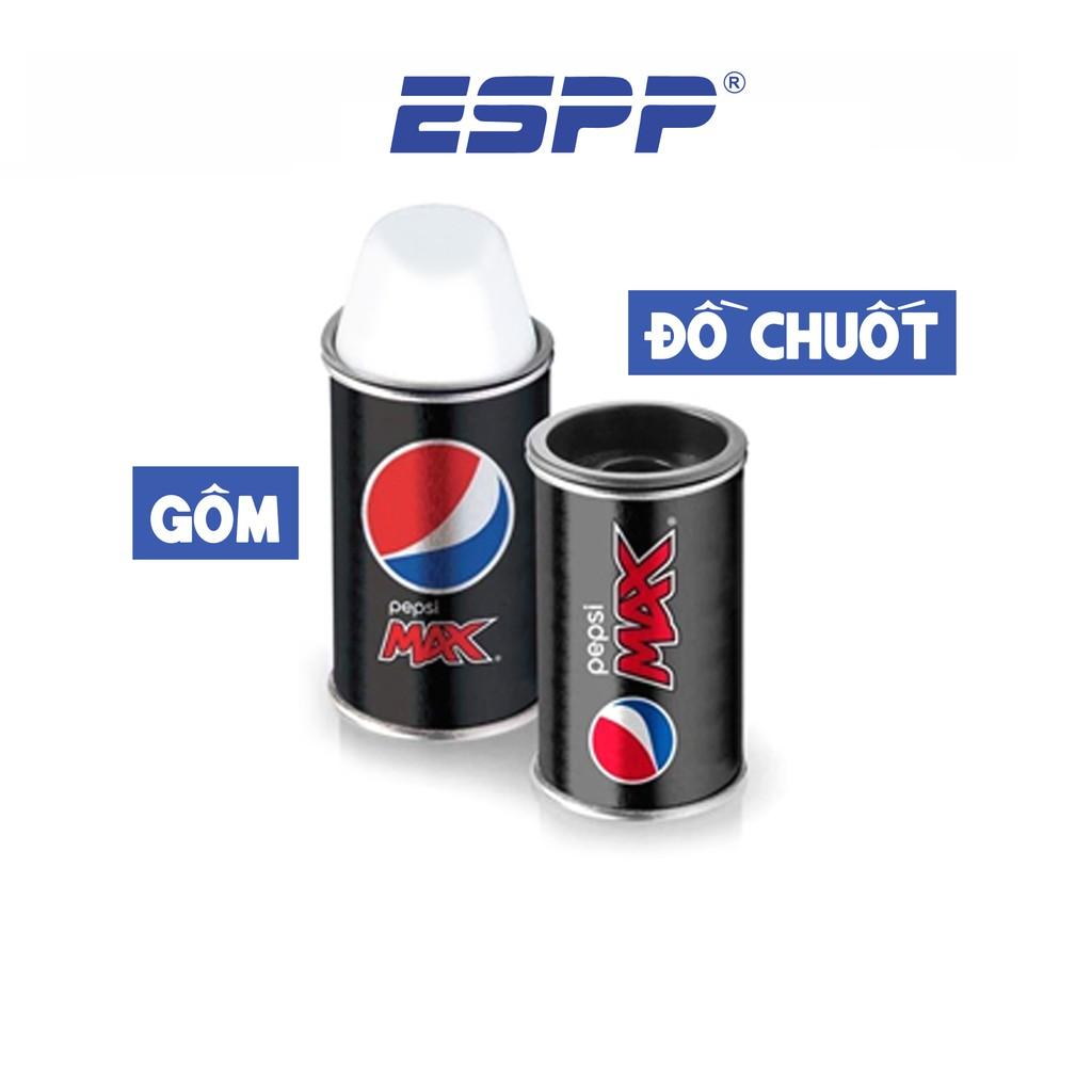 Combo đồ chuốt và gôm hình lon Pepsi chất liệu kim loại cao cấp (Đen/ Xanh Dương ) - HELIX