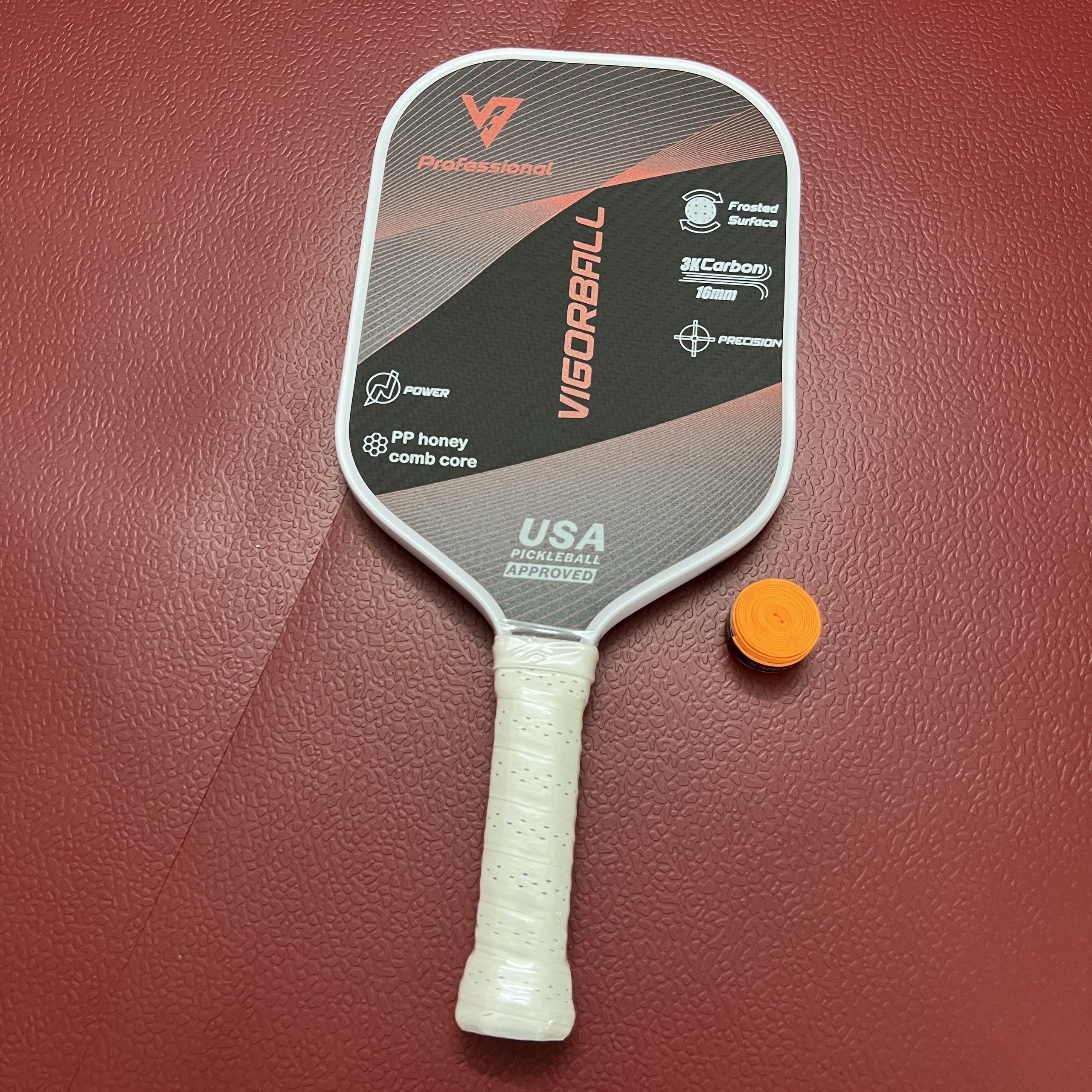 Vợt Pickleball Vigorball Professional dày 16mm nặng 230g, bề mặt carbon nhám bám bóng tặng kèm cuốn cán chặn mồ hôi tay, vợt pickleball phù hợp với mọi người chơi