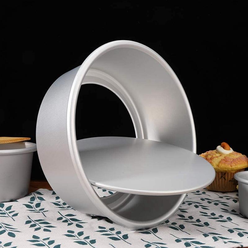 Phụ Kiện Nhà Bếp 4 Gói Bánh Tròn Tín Không Dính Sâu Nhôm Vòng Bánh Chảo Có Đế Rời