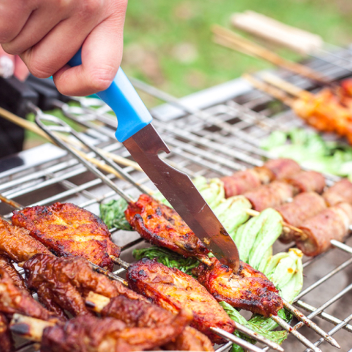 Bếp nướng BBQ ngoài trời dã ngoại nướng than hoa inox có thể gấp gọn chân cao xếp kèm phụ kiện - Hàng chính hãng