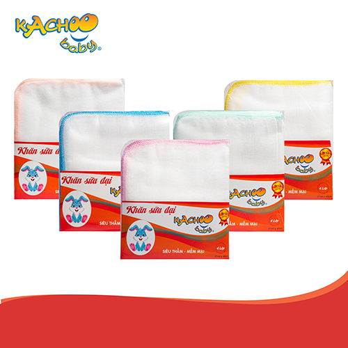 Khăn sữa 4 lớp đại KACHOOBABY - 5 cái mềm mại, thấm hút tốt, dùng để tắm bé, quàng cổ, lau mặt, thấm sữa