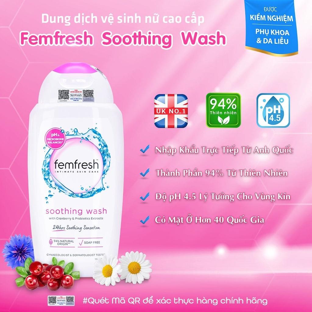 Dung Dịch Vệ Sinh Hỗ Trợ Ngừa Viêm Cho Vùng Kín Sạch, Thơm, Tươi Mới - Femfresh Soothing Wash 250ml